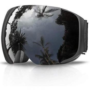 eDriveTech Gafas de esquí, Snowboard de la nieve Gogglesmagnetic de lentes intercambiables sin marco doble lente Negro / marco de la lente