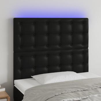 Cabecero LED negro 90x5x118/128 cm en cuero sintético