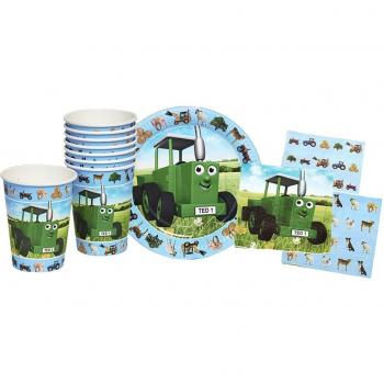 Tractor Ted - Set de fiesta, incluye 8 platos, 8 vasos de papel y 16 Servilletas de papel