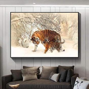 Danjiao Animales Pared Arte Lienzo Pinturas Tigre En La Nieve Arte Lienzo Impresiones Decoración De La Pared Cuadros Decorativos Modernos Cuadros Decoración Sala De Estar Decor 60x90cm