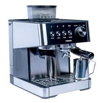 Cafetera Espresso Semiautomática TORNADO TCM-5431-GS con Molinillo Integrado, 2,3 L, Acero Inoxidable y Espumador de Leche