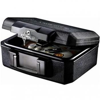 Master Lock L1200 Caja Fuerte Portatil Ignifuga con Llave Small Adecuada para Documentos, Dispositivos Electrónicos, Soporte Multimedia, Pequeños