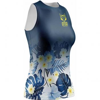 Otso Camiseta Sin Mangas Singlet para Mujer en Color Blanco y Azul