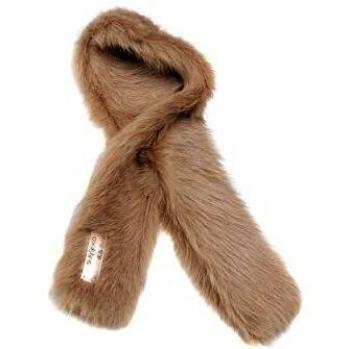 Coolskins Bufanda Invierno Corbata Suave y Caliente Cordero con Pelo Largo y Cuero 100% Piel y Confección Española, Naranja, One Size