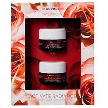 Korres PACKRosa Salvaje Crema de Noche Iluminadora Antiarrugas, 40ml+Crema de Día Iluminadora Antiarrugas Piel Normal Mixta, 40ml