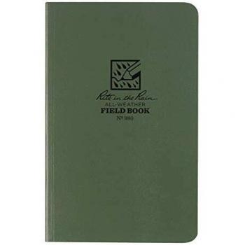 Rite in the Rain Waterproof Paper Side Bound Tactical Memo Book Green Field Flex Cover 160 pages 80 Sheets Perfect Bound Imp & Metric Rules Map Scales Conv Charts 16 Pages Ref Material 4 ⅝ x 7¼ Inch
