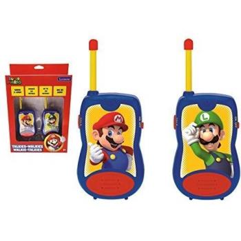 LEXIBOOK- Nintendo Super Mario Walkie-talkies, Pinza para Colgar del cinturón, batería, para Niños, Azul/Rojo