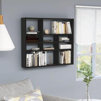 Estantería de pared contrachapada 90x16x78 cm en Blanco, Negro y Roble Sonoma - Mueble de Almacenaje para Oficina, Estudio, Sala de Estar y Dormitorio