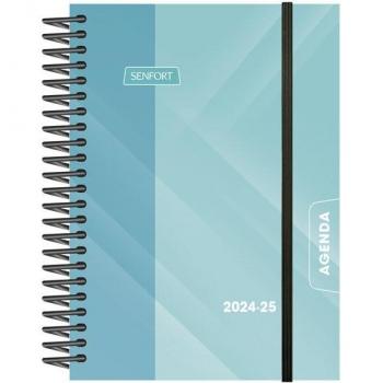 Agenda Escolar Senfort 2024-2025 A6, 1 día por página, tapa PP, espiral, con goma, color turquesa