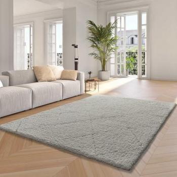 Alfombra Shaggy Suave Estilo Escandinavo Blanca 160x230 cm