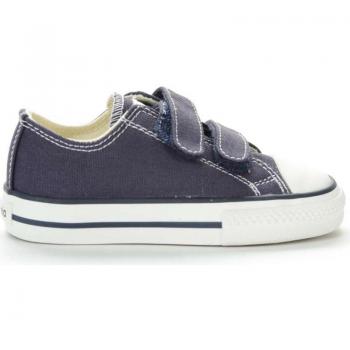 Zapatillas de lona Victoria Tribu con tiras adherentes para niños, modelo deportivo bajo, color azul, talla 25