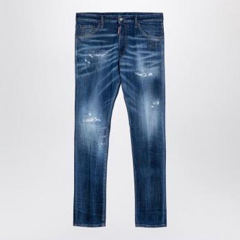Dsquared2 Men's Slim-fit Navy Washed Denim Jeans with Wear in Blue | Size 54 | S74LB1553S30342