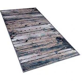 Alfombra Dallica de Poliéster 80 x 150 cm en Gris y Beige, Pelo Corto, Patrón Abstracto Moderno