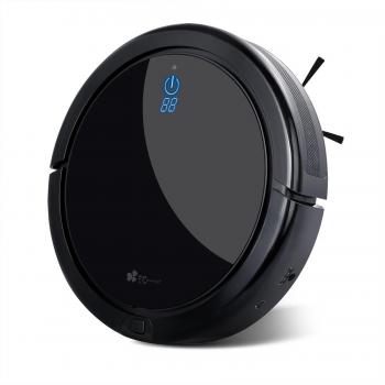 Robot Aspirador EC Technology con Alta Potencia de Succión, Sensor Anti-Caída, Tecnología Inteligente con Programado para Limipeza Automática, Carga Automática, para Pelos de Mascota, Polvo, Suelos Duros, Delgada Alfombras - Negro