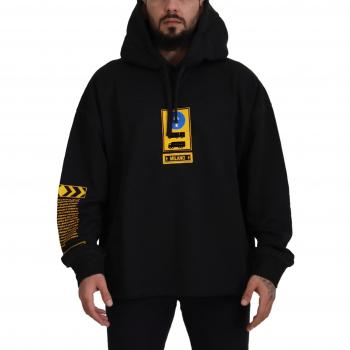 Dolce & Gabbana Black Cotton Hooded DG Shield Pullover Sweater - M