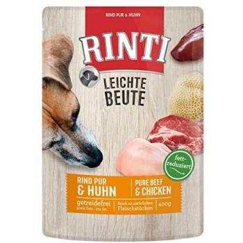 RINTI Leichte Beute 10 x 400 g - Comida húmeda para perros de vacuno puro y pollo