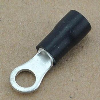 electronics-salon 1000 x Crimp Conector, 14 ~ 12awg, # 10, 37 Amp, Negro, Terminal de anillo, RVS3.5 - 5