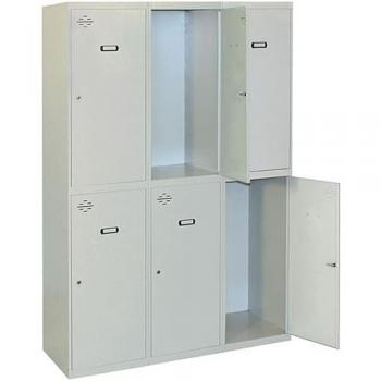 Taquilla Metálica SimonLocker Profesional Desmontable Tandem 3/6, 6 Puertas, 1800x900x500 mm, Color Gris