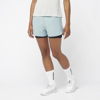 Salomon - Short de mujer Cross 2in1 para trail running, color gris, talla L