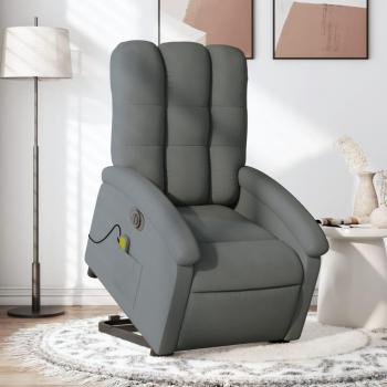 Sillón de masaje eléctrico reclinable elevable en tela gris claro, gris oscuro y negro - Sillón cómodo para dormitorio, silla relax y sofá