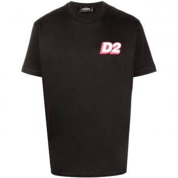 Dsquared2 Men's Logo Cotton T-Shirt, Black, Regular Fit, Size Medium