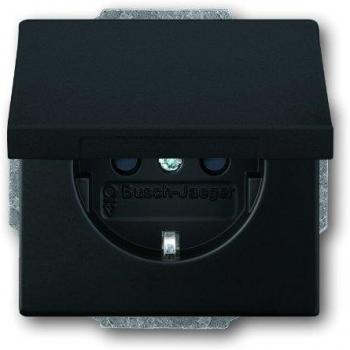 Toma de corriente Busch-Jaeger 20 EUK-885 SCHUKO con klapdeksel, negro mate, Future Linear
