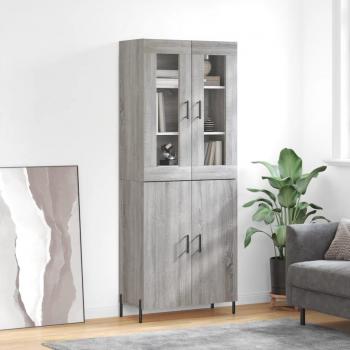 Aparador alto de madera contrachapada gris sonoma 69,5x34x180 cm