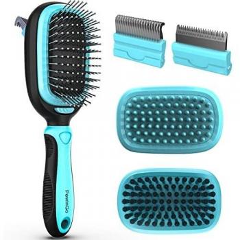 PewinGo Pets Cepillo Perros y Gatos 5-IN-1 Multifuncionales para el Cuidado de Mascotas, Peine para Perros Gatos y Mascotas uso Diario para Limpiar el Pelo Suelto y La Suciedad