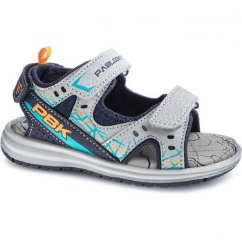 Sandalias para Niño Pablosky en Color Gris y Azul con Cierre de Velcro - Modelo 976530