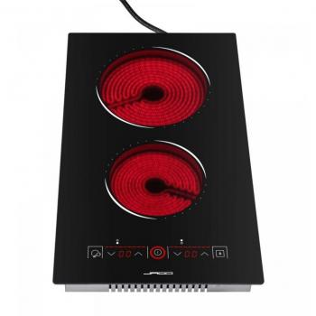 Placa Vitrocerámica Jago 3000W, 2 Zonas de Cocción, Control Táctil, 9 Niveles de Potencia, Temporizador, Seguridad Infantil