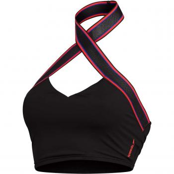 Speedo - Top de bikini de natación Solid Halter Crop