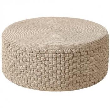 Puf otomana tejido a mano de material sintético para jardín ⌀ 70 cm color beige Mithi