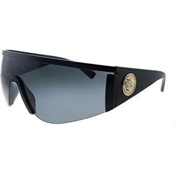 Versace VE 2197 126187 - Gafas de sol con escudo de metal negro mate, lente gris