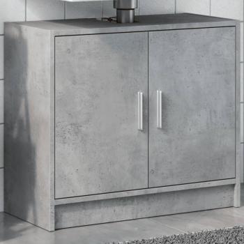 Armario de lavabo madera ingeniería gris hormigón 63x29x55 cm, Armario de baño, Mueble de almacenaje de baño, Mueble de Lavabo de baño
