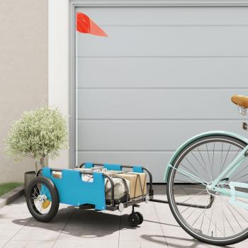 Remolque de bicicleta azul de tela Oxford y hierro