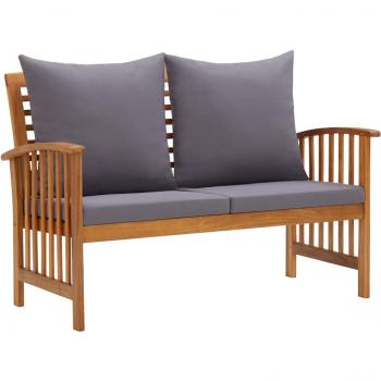 Acacia Wood Garden Bench with Cushions 119 cm
