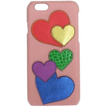 Dolce & Gabbana Pink Leather Heart Phone Cover