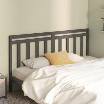 Cabecero de cama gris 186x4x100 cm madera maciza de pino