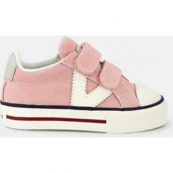 Victoria Tribu - Zapatillas de bebés en rosa bajas tipo casco de lona con logotipo y doble cierre adherente