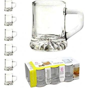 Inde 44236 Vaso Chupito con Asa Mediterraneo Royal, Transparente, 37.5 cc, 6 unidades