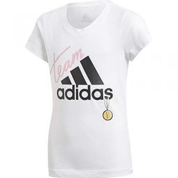 adidas YG ID Graphic T T-Shirt, Niñas, Blanco/Negro, 910A