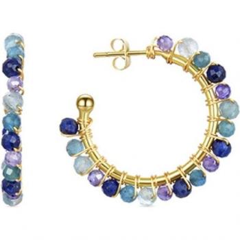 Pendientes Luxenter Aiel Cristal Multicolor Oro 18 quilates