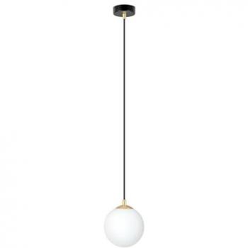 Lámpara de Suspensión Royal EPIKASA, Acero con Recubrimiento de Polvo y Vidrio, Colores Negro, Oro y Blanco, Dimensiones 14x100x14 cm