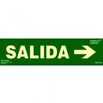 Normaluz RD12101 - Señal Luminiscente Salida Flecha Izquierda Clase B PVC 0,7mm 10,5x42cm con CTE, RIPCI y Apto para la Nueva Legislación, Verde