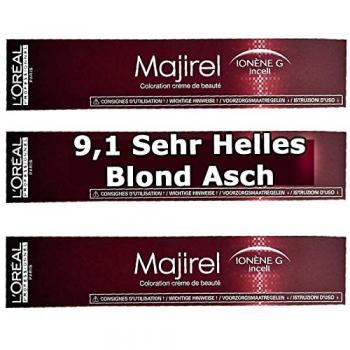 L'Oréal Professionnel Majirel Permanent Hair Colour - 9.1 Very Light Ash Blonde 50ml