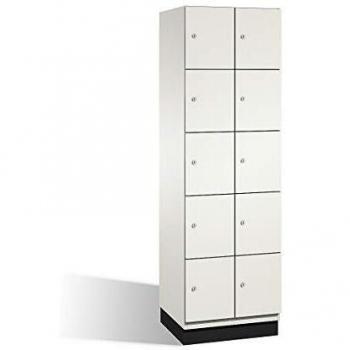 Armario de Compartimentos Bajo Llave C+P Cambio con Puertas HPL, 2 Compartimentos, Color Blanco, 600 mm de Ancho
