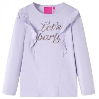 Camiseta Infantil de Manga Larga Estampado Purpurina Ropa Niños Lila Claro 128