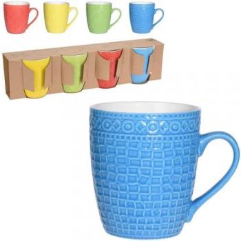 Lote de 4 Tazas Mug Texturizadas de 380 ml - Excellent