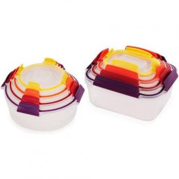 Juego de 8 Contenedores Herméticos Apilables para Alimentos Joseph Joseph Nest Lock, Multicolor, Apto para Microondas y Congelador