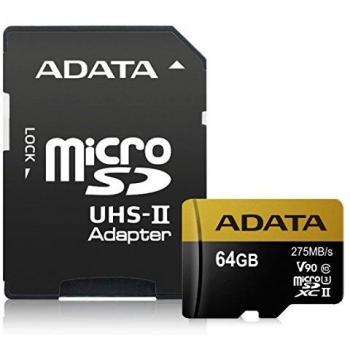ADATA AUSDX64GUII3CL10-CA1-64GB mSDXC UHS-II U3 SD4.0 275/155 Memory Card
